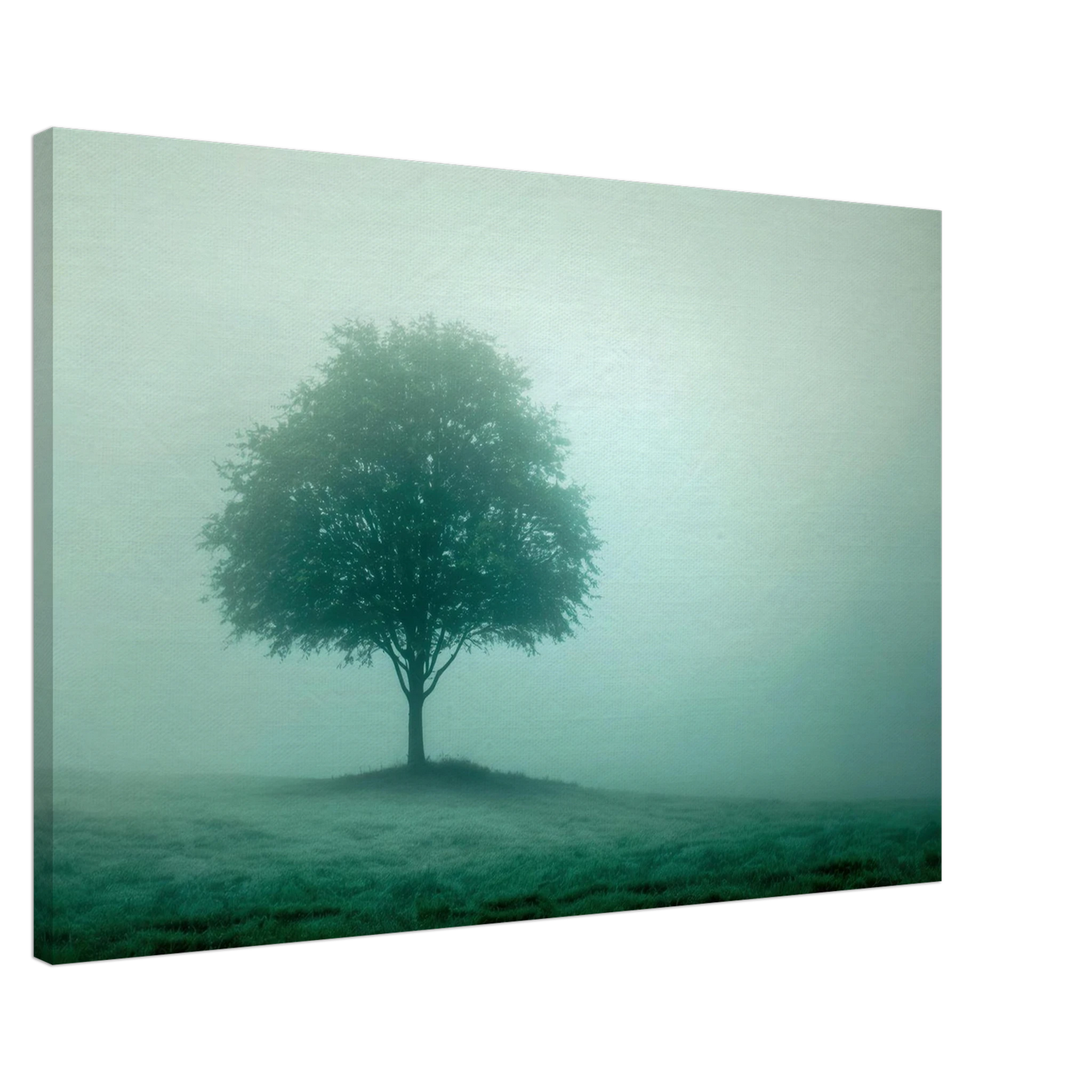 Wandbild mystischer baum im nebel ruhe und gruentoene fuer dein zuhause