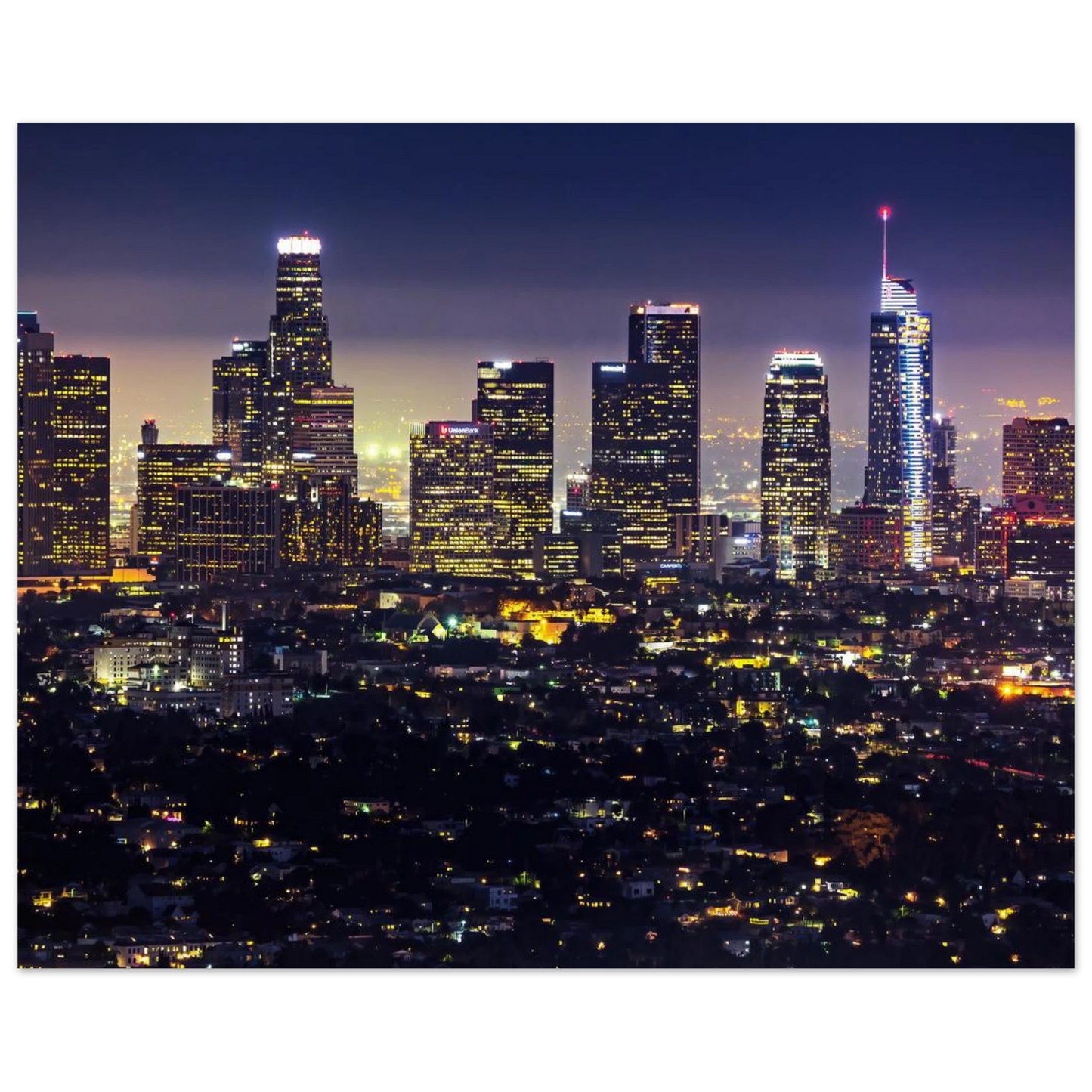 Wandbild funkelnde skyline bei nacht city lights kunstdruck in vielen groessen