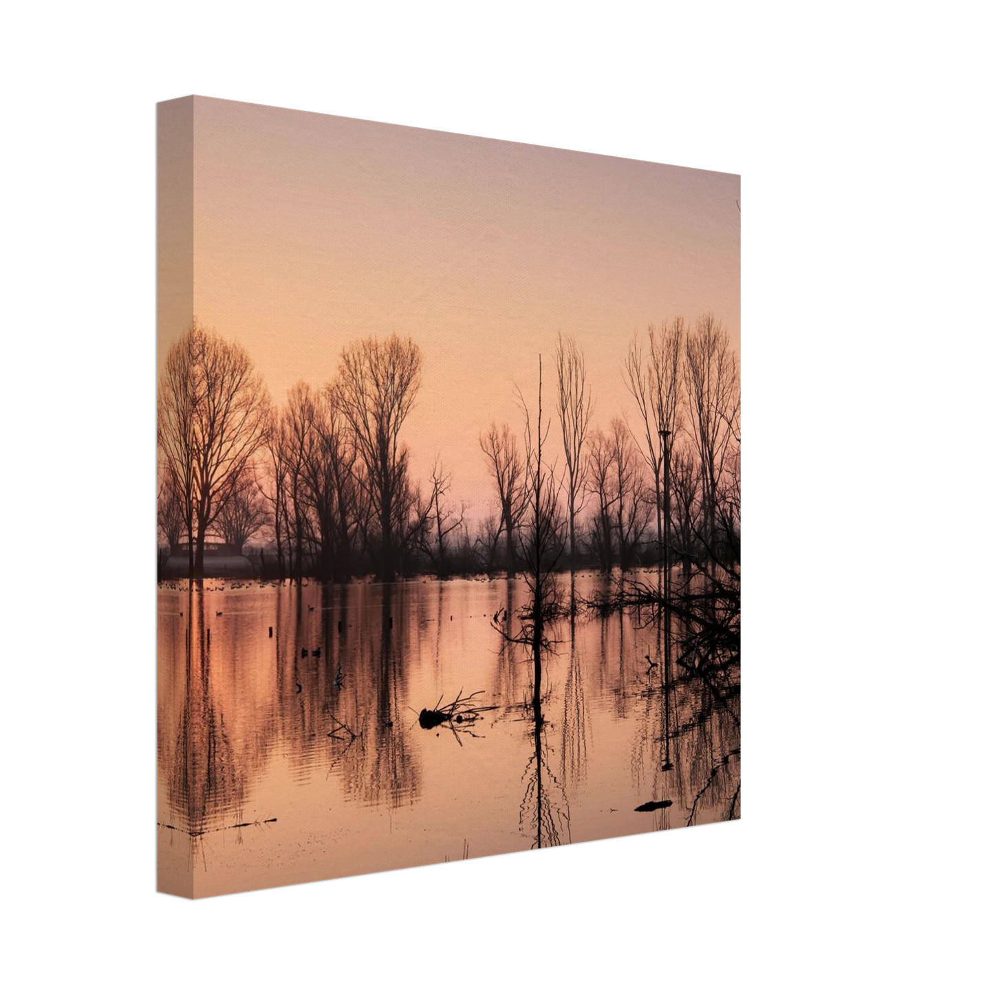 Wandbild mystischer sonnenuntergang am see vertraeumtes naturbild zum aufhaengen in ihrer wunschgroesse