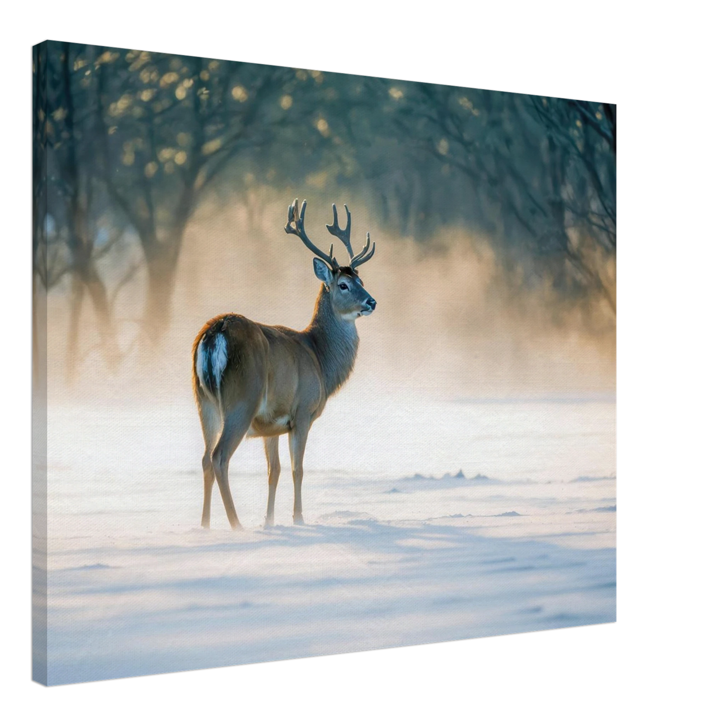 Wandbild majestaetischer hirsch im winterwunderland verwandeln sie ihr zuhause in eine ruhige landschaft