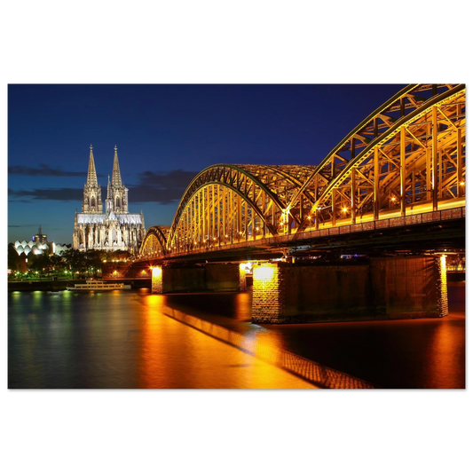 Wandbild koelner dom hohenzollernbruecke bei nacht majestaetisches stadtnachtlicht in verschiedenen groessen